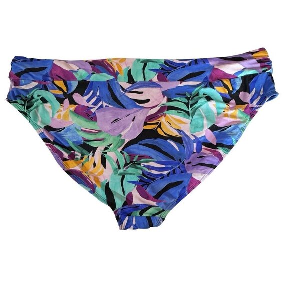 TIME & TRU Mid-Rise V-Front Bikini Swim Bottoms 3X (24W-26W) Tropical Multi NEW‎ - Picture 2 of 13